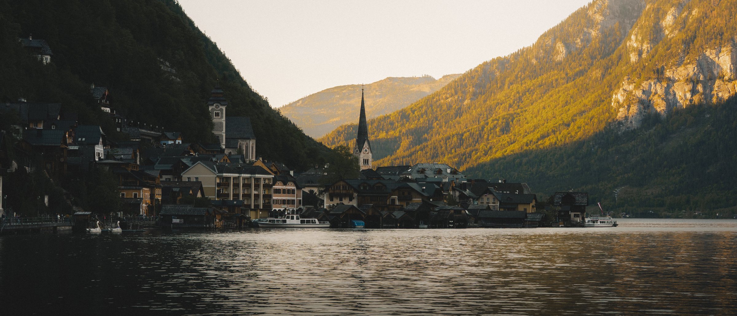 Hallstatt village reflected in the lake